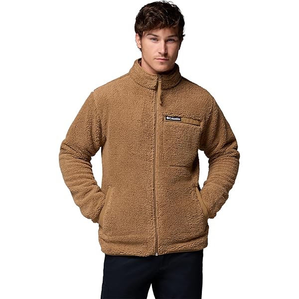 Columbia Men's Roughtail Sherpa Full Zip Jacket, Wood, X-Large at